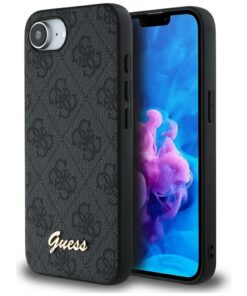 Guess HC MagSafe 4G PU Script Logo Case for iPhone 16e Black