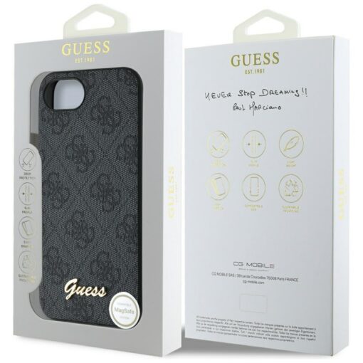 Guess HC MagSafe 4G PU Script Logo Case for iPhone 16e Black - Image 8