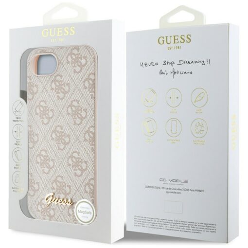Guess HC MagSafe 4G PU Script Logo Case for iPhone 16e Pink - Image 8