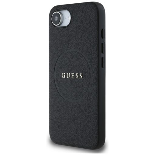 Guess HC MagSafe PU Grained Gold Ring case for iPhone 16e Black - Image 2