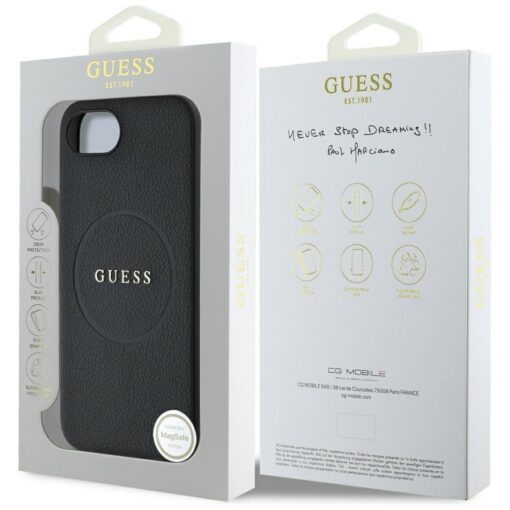Guess HC MagSafe PU Grained Gold Ring case for iPhone 16e Black - Image 8
