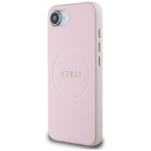 Guess HC MagSafe PU Grained Gold Ring case for iPhone 16e Pink - Image 2