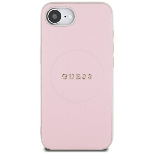 Guess HC MagSafe PU Grained Gold Ring case for iPhone 16e Pink - Image 3