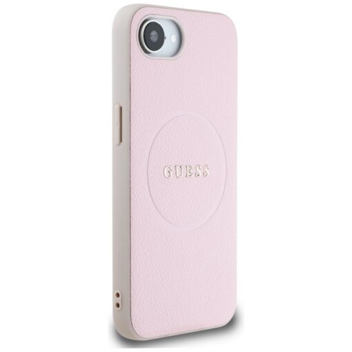 Guess HC MagSafe PU Grained Gold Ring case for iPhone 16e Pink - Image 4