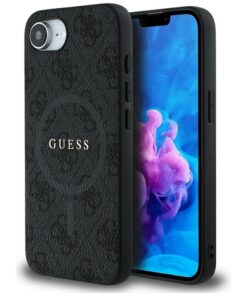 Guess HC MagSafe PU 4G Ring Classic Logo case for iPhone 16e Black