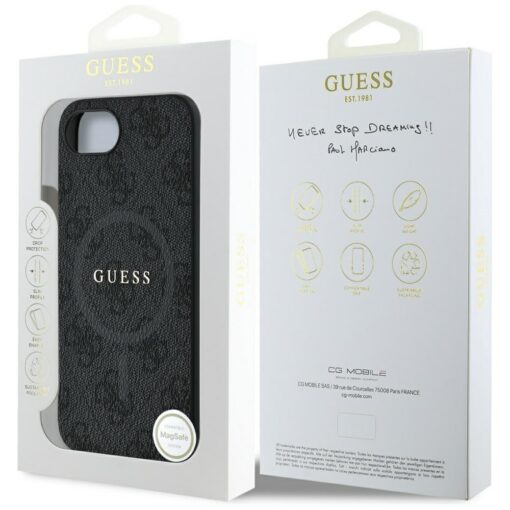 Guess HC MagSafe PU 4G Ring Classic Logo case for iPhone 16e Black - Image 8