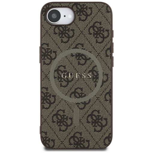 Guess HC MagSafe PU 4G Ring Classic Logo case for iPhone 16e Brown - Image 3