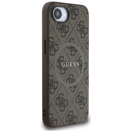 Guess HC MagSafe PU 4G Ring Classic Logo case for iPhone 16e Brown - Image 4