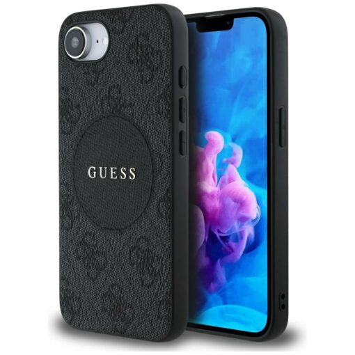 Guess HC MagSafe PU 4G Circle with Classic Logo case for iPhone 16e Black