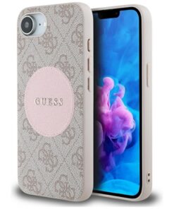 Guess HC MagSafe PU 4G Circle with Classic Logo case for iPhone 16e Pink