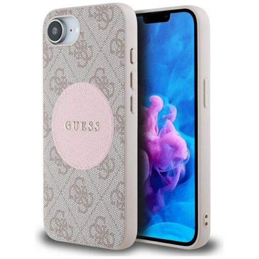 Guess HC MagSafe PU 4G Circle with Classic Logo case for iPhone 16e Pink