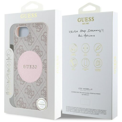 Guess HC MagSafe PU 4G Circle with Classic Logo case for iPhone 16e Pink - Image 8