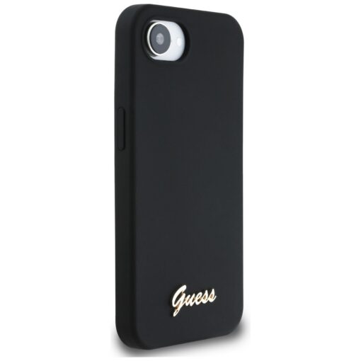 Guess HC Silicone Script Metal Logo Case for iPhone 16e Black - Image 4