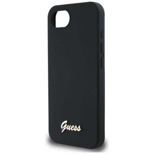 Guess HC Silicone Script Metal Logo Case for iPhone 16e Black - Image 6