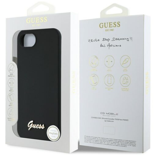 Guess HC Silicone Script Metal Logo Case for iPhone 16e Black - Image 8