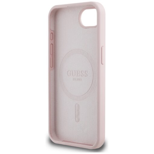 Guess HC Silicone Script Metal Logo Case for iPhone 16e Pink - Image 7