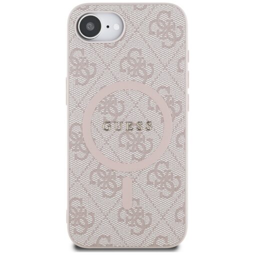 Guess HC MagSafe PU 4G Ring Classic Logo case for iPhone 16e Pink - Image 3