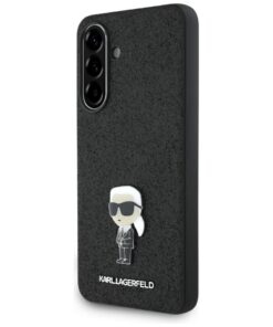 Karl Lagerfeld HC Ikonik Fixed Glitter Ikonik Logo Metal Pin case for Samsung Galaxy A36 Black