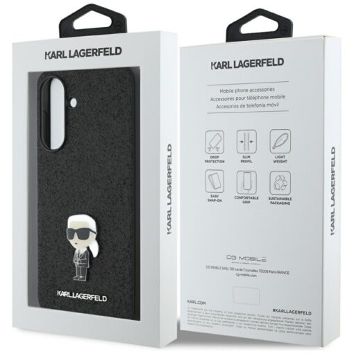 Karl Lagerfeld HC Ikonik Fixed Glitter Ikonik Logo Metal Pin case for Samsung Galaxy A36 Black - Image 7