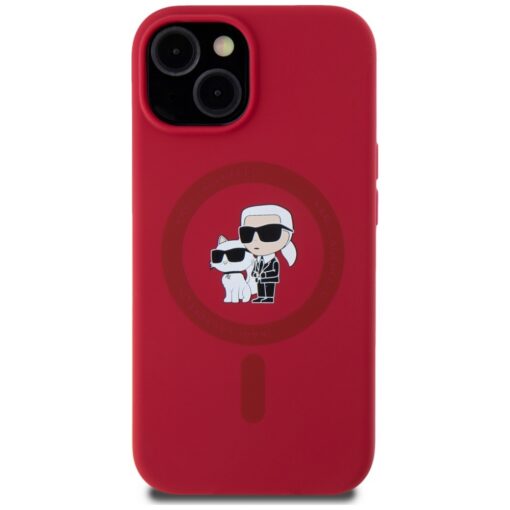 Karl Lagerfeld HC MagSafe Silicone KC Body Ring case for iPhone 15 Red - Image 3