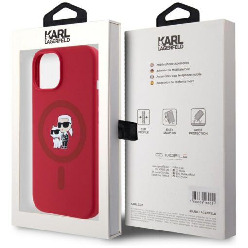 Karl Lagerfeld HC MagSafe Silicone KC Body Ring case for iPhone 15 Red - Image 8