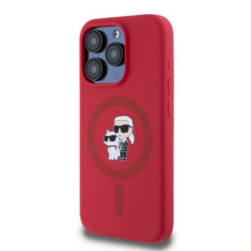 Karl Lagerfeld HC MagSafe Silicone KC Body Ring case for iPhone 15 Pro Red - Image 2