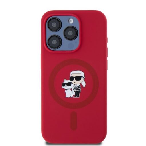Karl Lagerfeld HC MagSafe Silicone KC Body Ring case for iPhone 15 Pro Red - Image 3