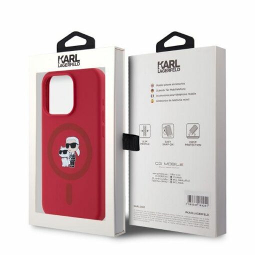 Karl Lagerfeld HC MagSafe Silicone KC Body Ring case for iPhone 15 Pro Red - Image 4