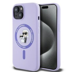 Karl Lagerfeld HC MagSafe Silicone KC Body Ring case for iPhone 15 Purple