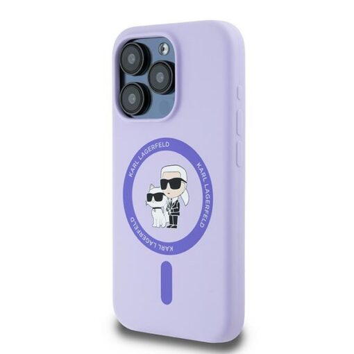 Karl Lagerfeld HC MagSafe Silicone KC Body Ring case for iPhone 15 Pro Purple - Image 2