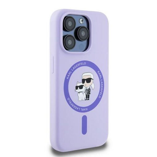 Karl Lagerfeld HC MagSafe Silicone KC Body Ring case for iPhone 15 Pro Purple - Image 4