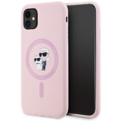Karl Lagerfeld HC MagSafe Silicone KC Body Ring case for iPhone 11 Pink