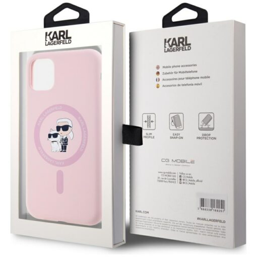Karl Lagerfeld HC MagSafe Silicone KC Body Ring case for iPhone 11 Pink - Image 8