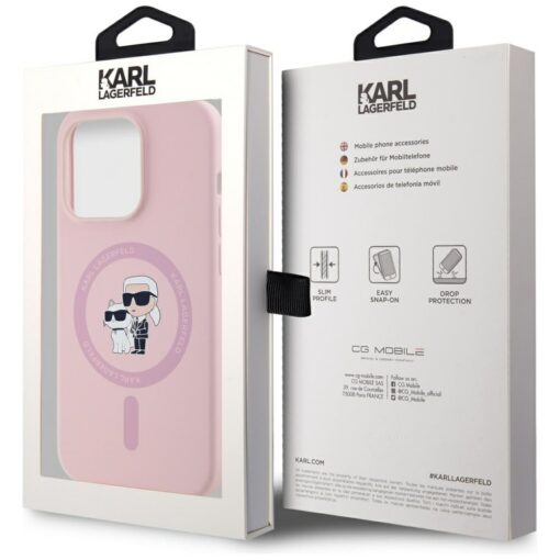 Karl Lagerfeld HC MagSafe Silicone KC Body Ring case for iPhone 14 Pro Pink - Image 8