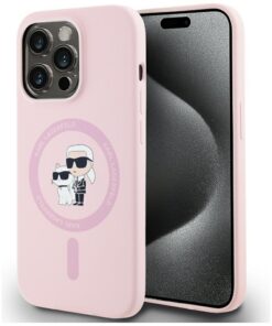 Karl Lagerfeld HC MagSafe Silicone KC Body Ring case for iPhone 14 Pro Max Pink