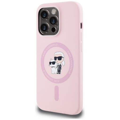 Karl Lagerfeld HC MagSafe Silicone KC Body Ring case for iPhone 14 Pro Max Pink - Image 2