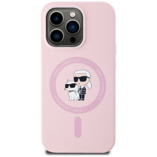 Karl Lagerfeld HC MagSafe Silicone KC Body Ring case for iPhone 14 Pro Max Pink - Image 3