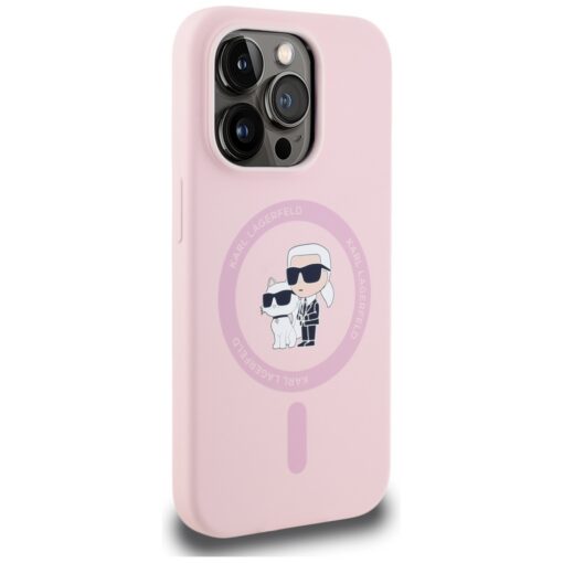 Karl Lagerfeld HC MagSafe Silicone KC Body Ring case for iPhone 14 Pro Max Pink - Image 4