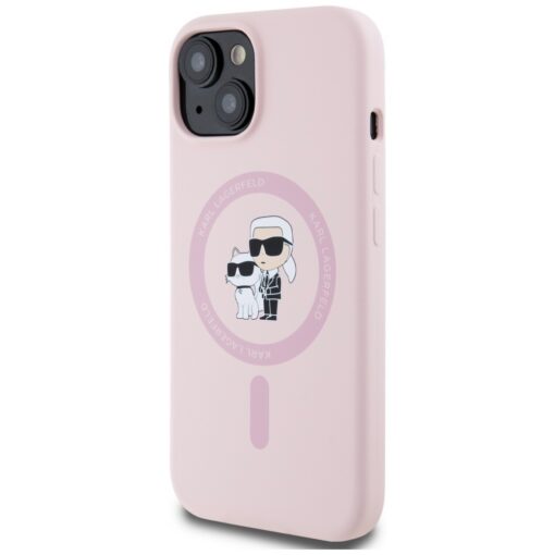 Karl Lagerfeld HC MagSafe Silicone KC Body Ring case for iPhone 15 Pink - Image 2