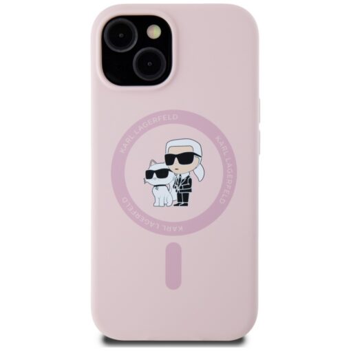 Karl Lagerfeld HC MagSafe Silicone KC Body Ring case for iPhone 15 Plus Pink - Image 3