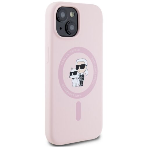Karl Lagerfeld HC MagSafe Silicone KC Body Ring case for iPhone 15 Plus Pink - Image 4