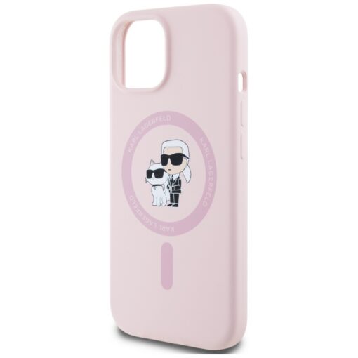 Karl Lagerfeld HC MagSafe Silicone KC Body Ring case for iPhone 15 Plus Pink - Image 6