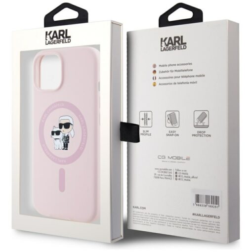 Karl Lagerfeld HC MagSafe Silicone KC Body Ring case for iPhone 15 Plus Pink - Image 8