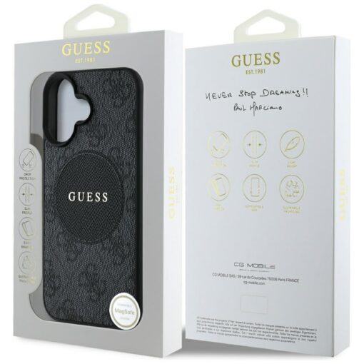 Guess HC MagSafe PU 4G Circle with Classic Logo case for iPhone 16 Black - Image 8