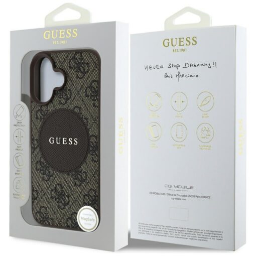 Guess HC MagSafe PU 4G Circle with Classic Logo case for iPhone 16 Brown - Image 8