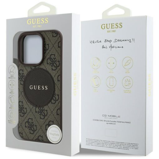 Guess HC MagSafe PU 4G Circle with Classic Logo case for iPhone 16 Pro Brown - Image 8