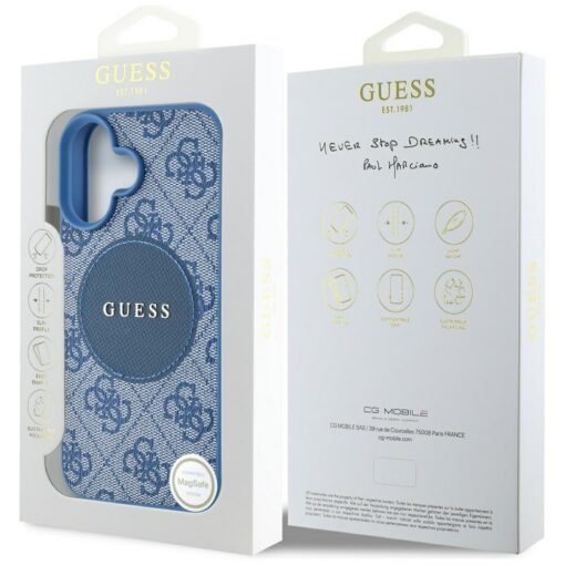 Guess HC MagSafe PU 4G Circle with Classic Logo case for iPhone 16 Blue - Image 8