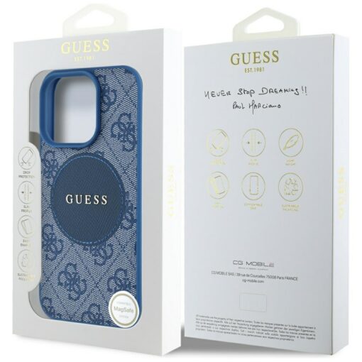 Guess HC MagSafe PU 4G Circle with Classic Logo case for iPhone 16 Pro Blue - Image 8