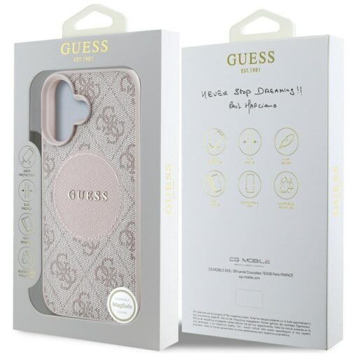 Guess HC MagSafe PU 4G Circle with Classic Logo case for iPhone 16 Pink - Image 8
