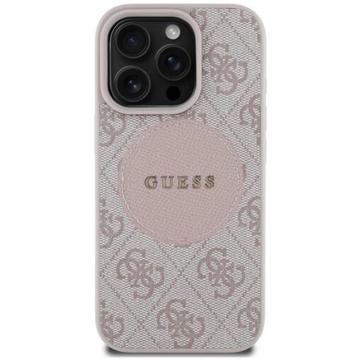Guess HC MagSafe PU 4G Circle with Classic Logo case for iPhone 16 Pro Pink - Image 3
